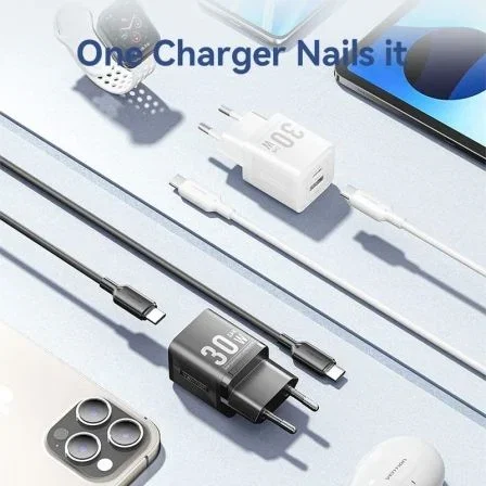 Vention Cargador de Pared GaN 30W con 1xUSB Tipo-C, 1xUSB y Cable USB Tipo-C TZ-FEQB0-EU-01 Vention Cargador de Pared GaN 30W con 1xUSB Tipo-C, 1xUSB y Cable USB Tipo-C TZ-FEQB0-EU-01